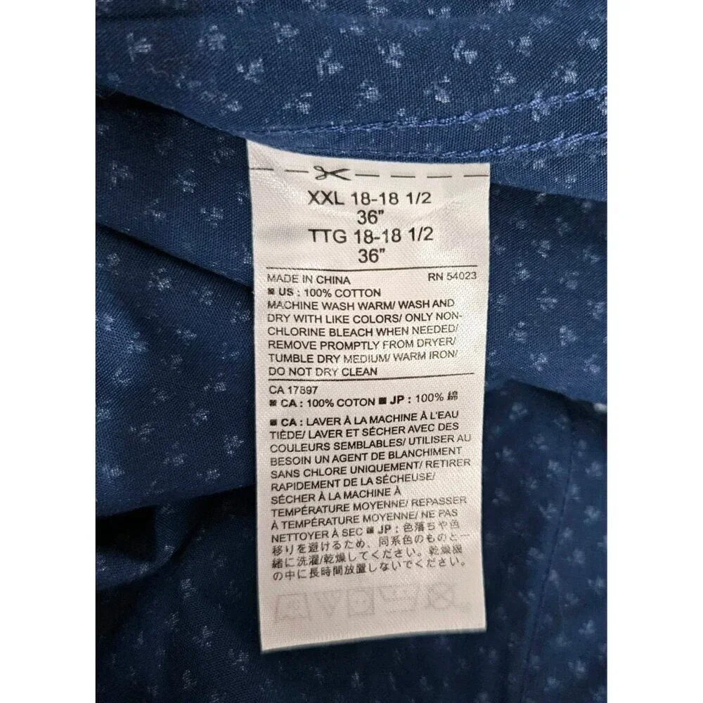 Banana Republic Mens Sz XXL Shirt Non Iron Slim Fit Navy Blue Floral Lng Sleeve